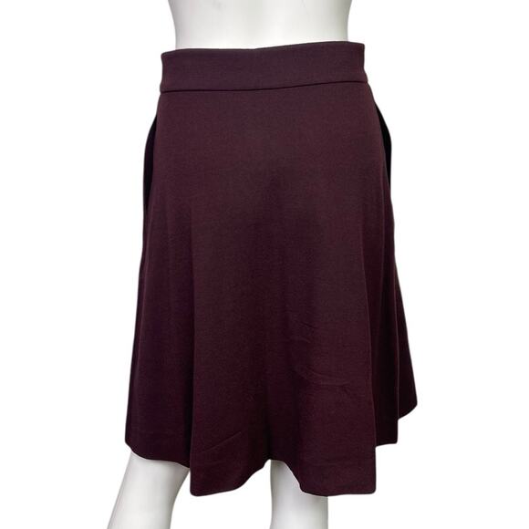 Valentino Women's 6 Burgundy Fleece Wool Button Down Pockets Midi Skirt EUC - Picture 2 of 4